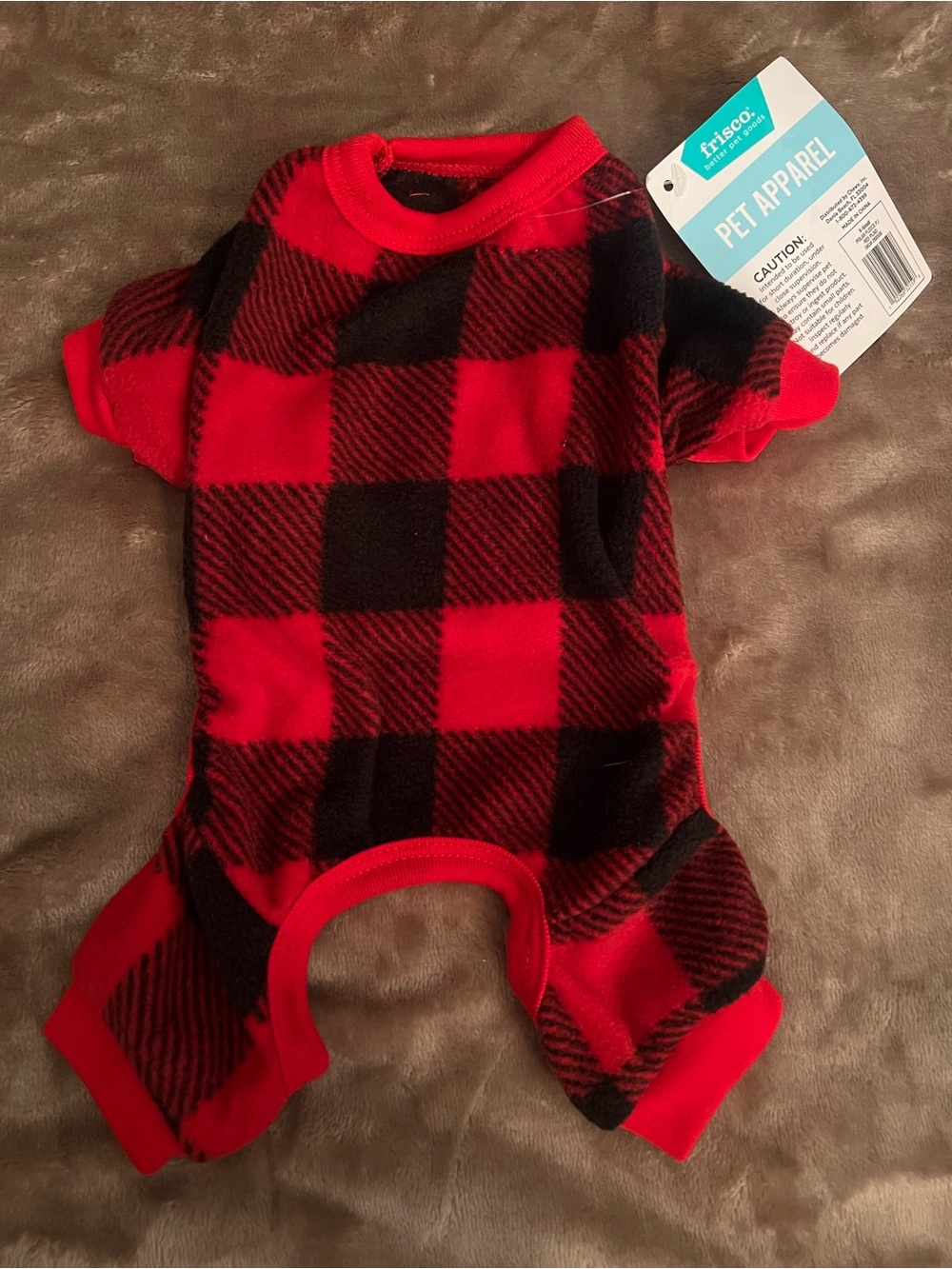 XS Frisco Red Plaid Fleece Dog Pajamas